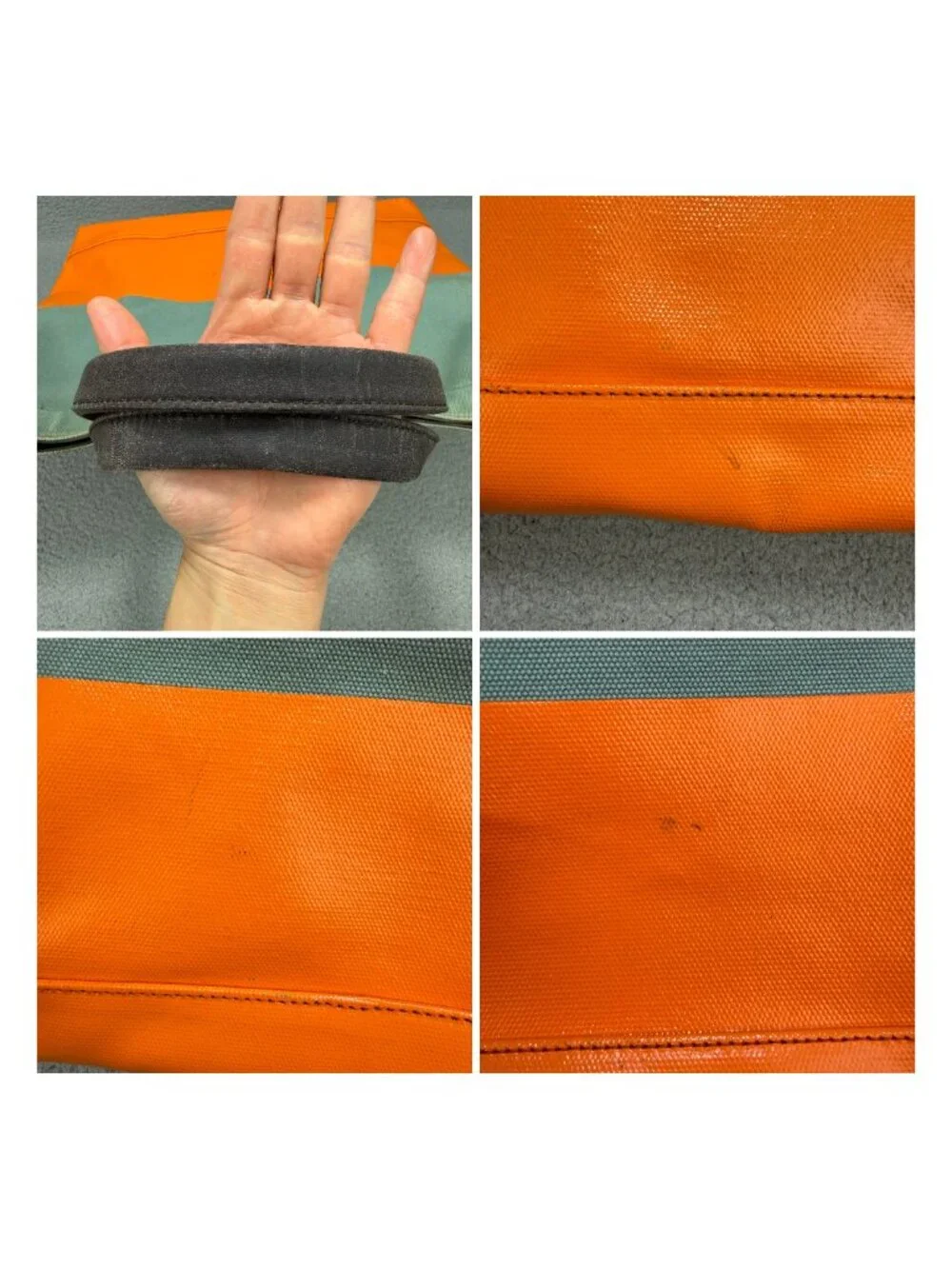 Jack Spade Tote Bag Green Orange Dipped Industrial Canvas Coal Utility Shoulder